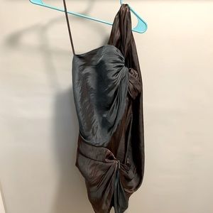 Gorgeous drapey Japanese silk mini dress. Grecian style, iridescent fabric.